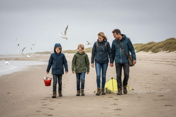 Samen met het gezin lekker wandelen langs het strand op de Waddeneilanden en ondertussen op zoek naar mooie schelpen.