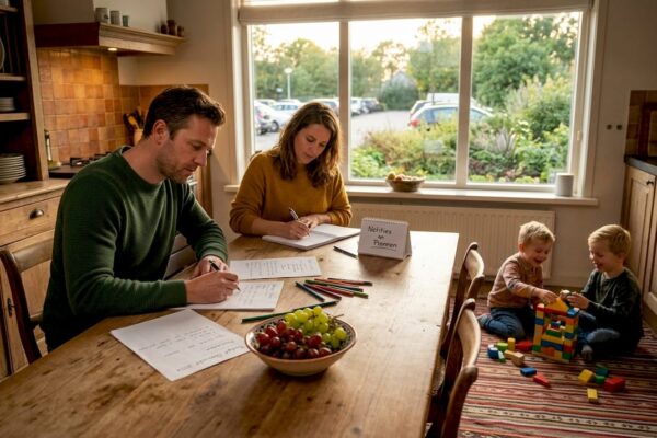 Samen aan de eettafel bedenken ze waar het volgende familie-uitje naartoe gaat.