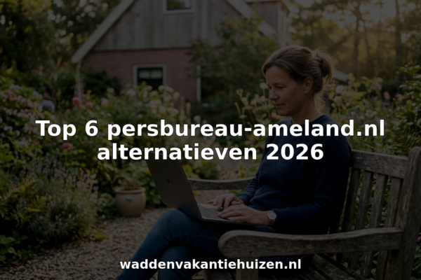 Vrouw die achter haar laptop op zoek is naar een vakantiehuis