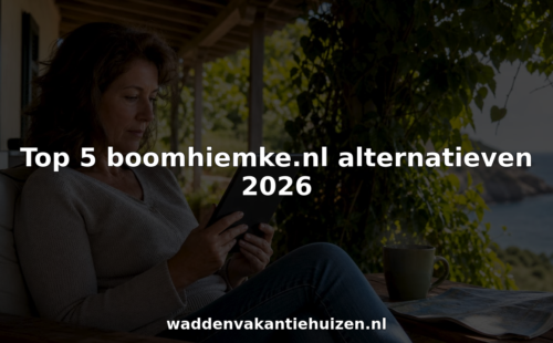 Vrouw zoekt naar vakantiehuisjes op de Waddeneilanden