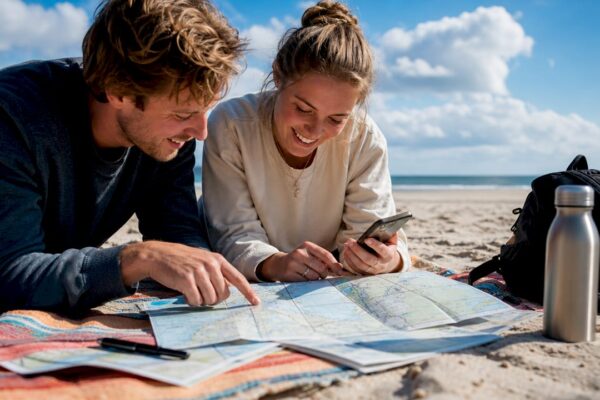 Stel plant trip naar de Waddeneilanden en gebruikt kaarten ter voorbereiding