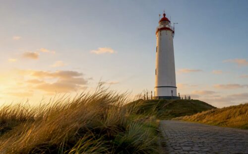 Vuurtoren van Ameland op een zonnige dag