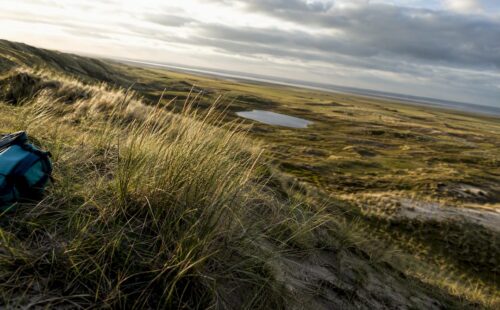 Uitzicht op de duinen en kwelders van Ameland