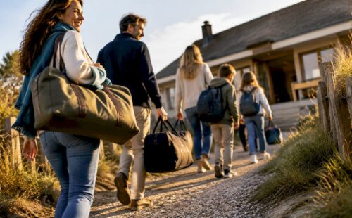 Groep komt aan bij accommodatie op Ameland