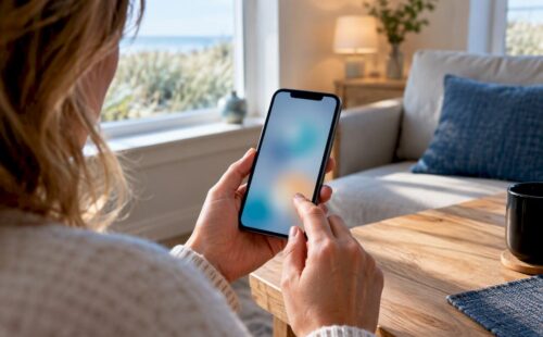 Gast controleert de wifi in het vakantiehuis