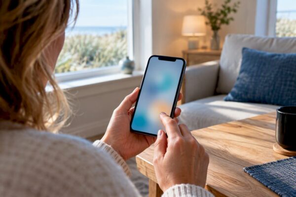 Gast controleert de wifi in het vakantiehuis