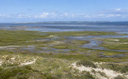 Uitzicht op de kwelders en de Waddenzee bij Het Oerd